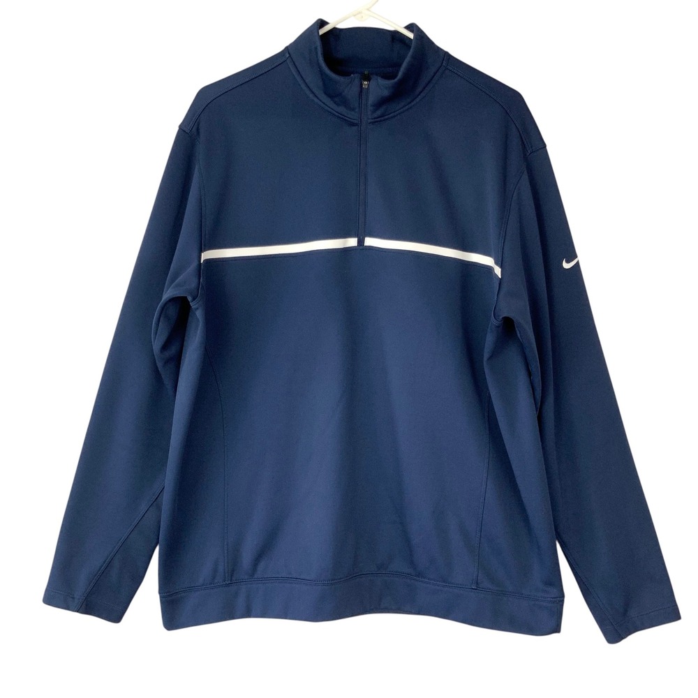 Nike Golf Tour Performance Navy Blue Pullover Large Quarter Zip Mock Therma-Fit